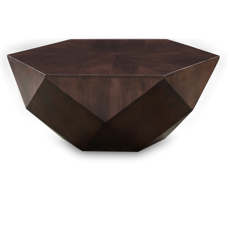 Pemberly Row Contemporary Brown Oak Veneer Coffee Table - 40