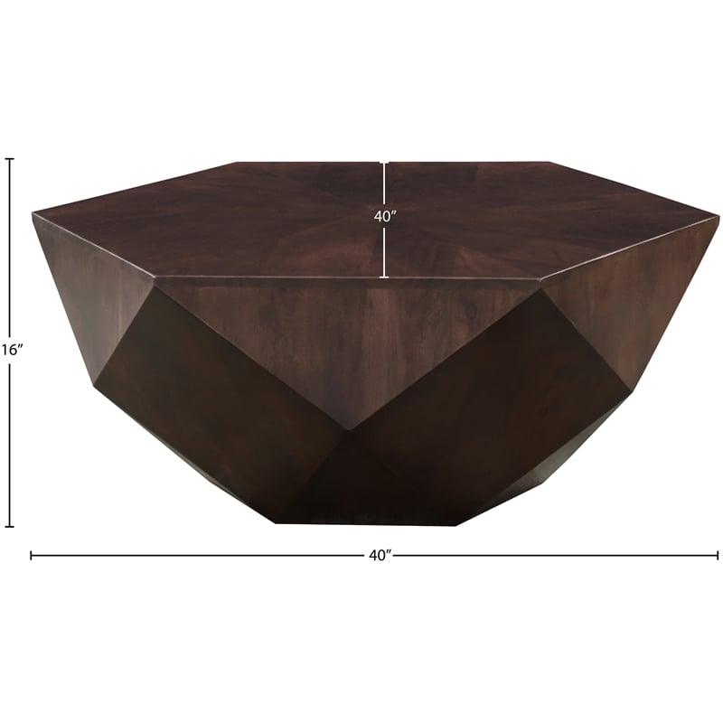Pemberly Row Contemporary Brown Oak Veneer Coffee Table - 40