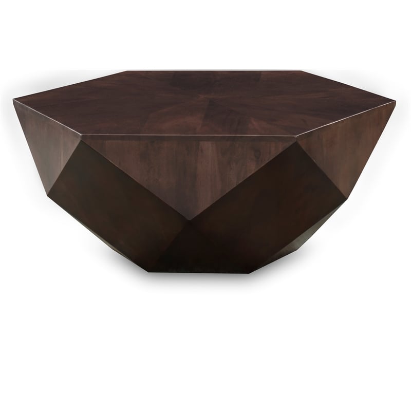 Pemberly Row Contemporary Brown Oak Veneer Coffee Table - 40