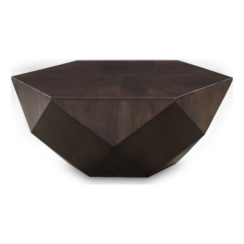 Pemberly Row Contemporary Brown Oak Veneer Coffee Table - 40