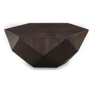 Pemberly Row Contemporary Brown Oak Veneer Coffee Table - 40&quotW x 40&quotD x 16&quotH