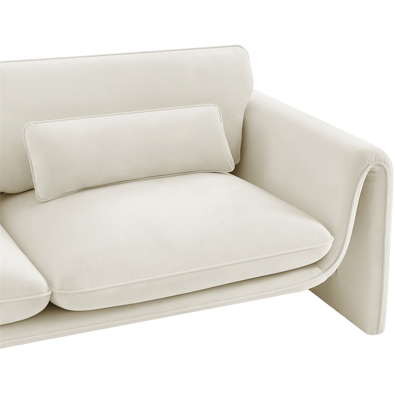 Pemberly Row Contemporary Soft Cream Velvet Fabric Sofa - 86