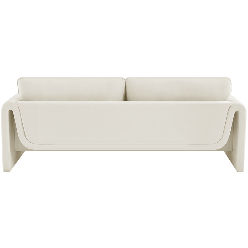Pemberly Row Contemporary Soft Cream Velvet Fabric Sofa - 86