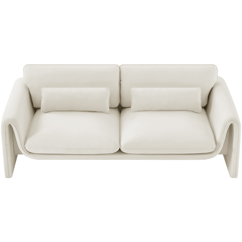 Pemberly Row Contemporary Soft Cream Velvet Fabric Sofa - 86