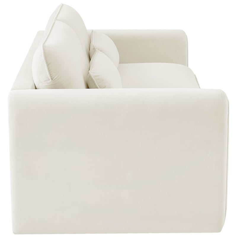 Pemberly Row Contemporary Soft Cream Velvet Fabric Sofa - 86