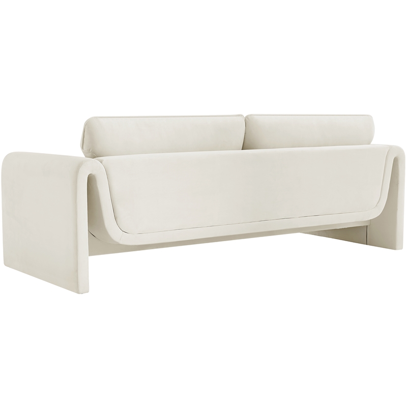 Pemberly Row Contemporary Soft Cream Velvet Fabric Sofa - 86