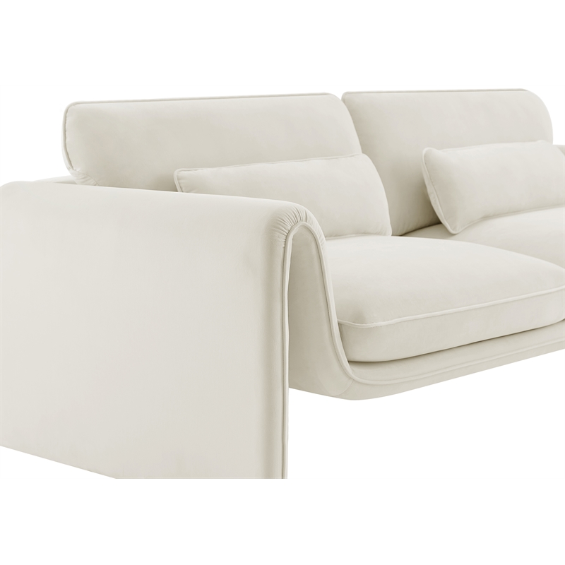 Pemberly Row Contemporary Soft Cream Velvet Fabric Sofa - 86
