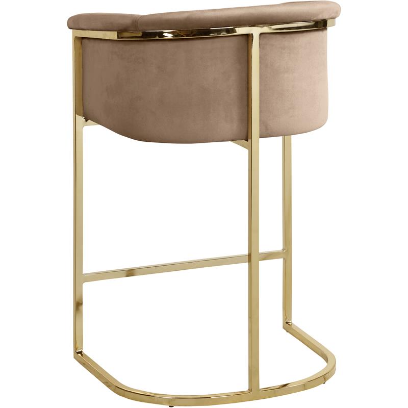 Pemberly Row Contemporary Upholstered Beige Velvet Stool - 23.5