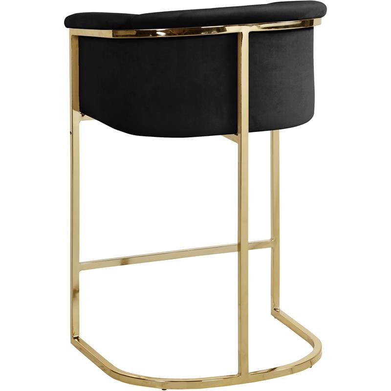 Pemberly Row Contemporary Upholstered Black Velvet Stool - 23.5