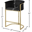 Pemberly Row Contemporary Upholstered Black Velvet Stool - 23.5