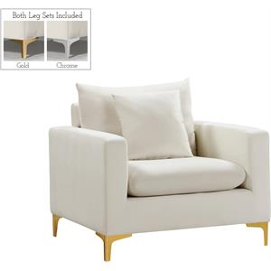 Pemberly Row Contemporary Upholstered Cream Velvet Chair - 36&quotW x 33.5&quotD x 33&quotH