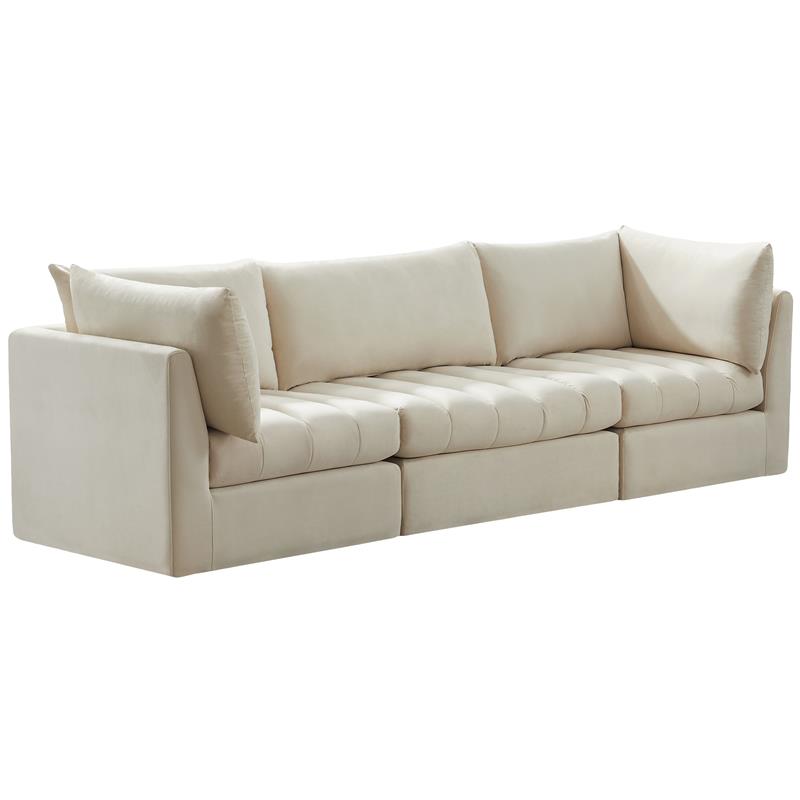 Pemberly Row Contemporary Soft Cream Velvet Modular Sofa - 103