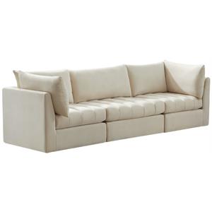 Pemberly Row Contemporary Soft Cream Velvet Modular Sofa - 103&quotW x 33.5&quotD x 32&quotH