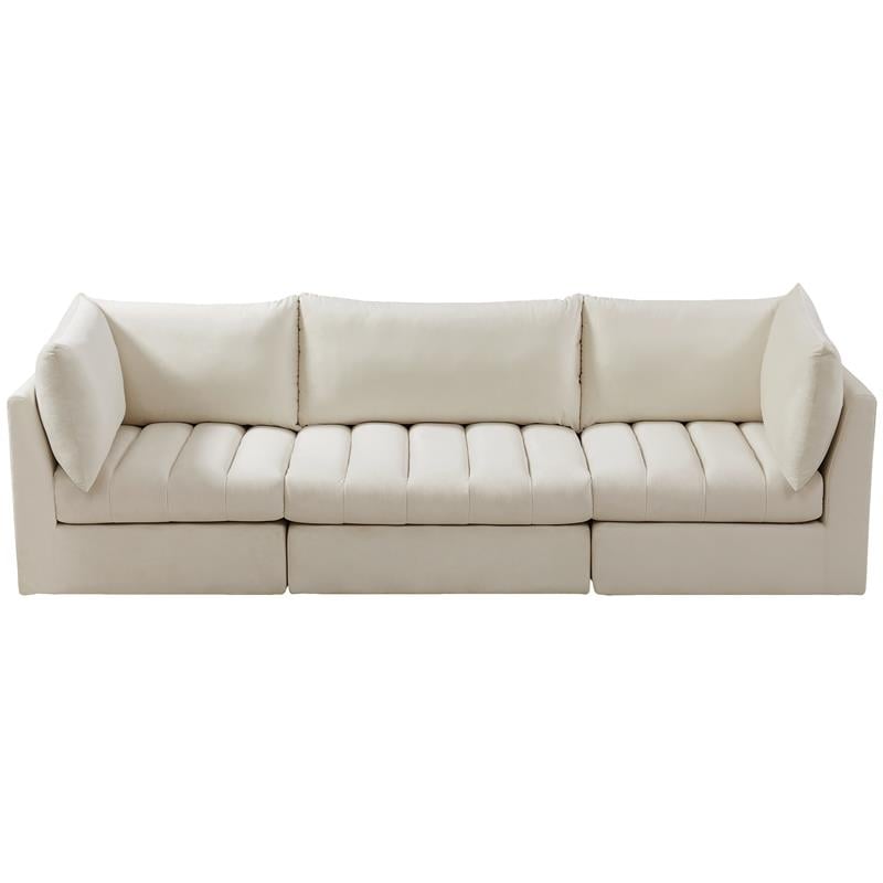 Pemberly Row Contemporary Soft Cream Velvet Modular Sofa - 103