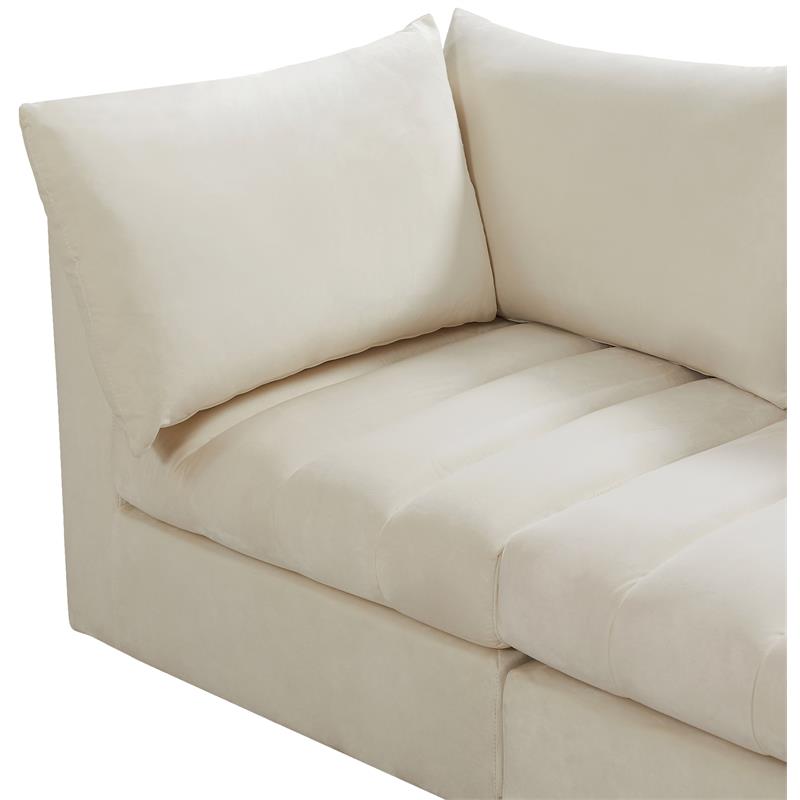 Pemberly Row Contemporary Soft Cream Velvet Modular Sofa - 103