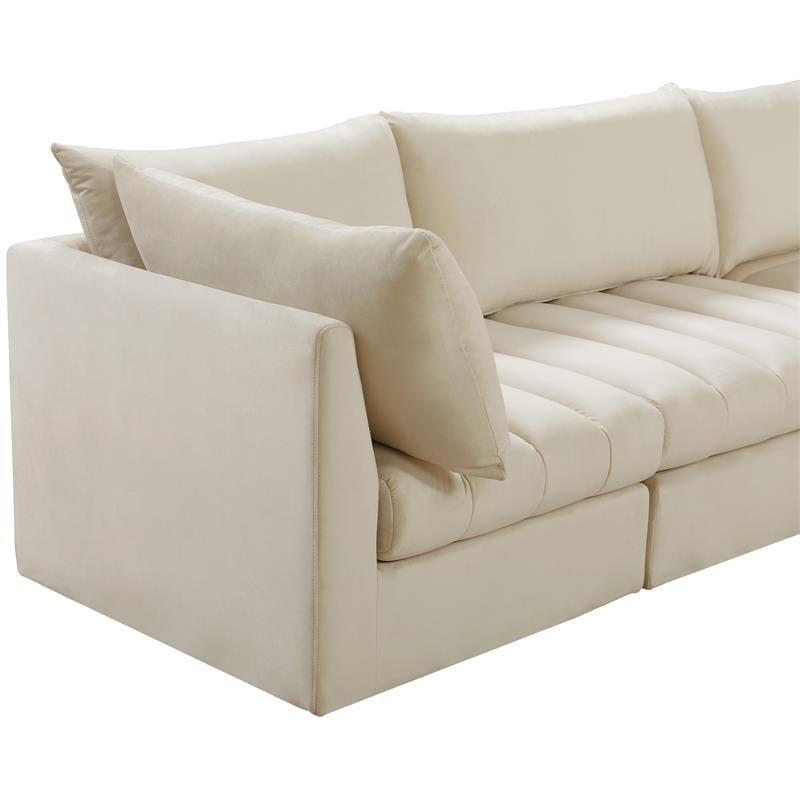 Pemberly Row Contemporary Soft Cream Velvet Modular Sofa - 103