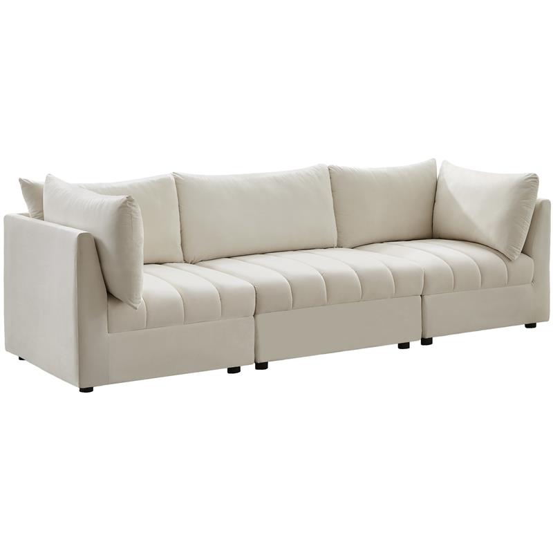 Pemberly Row Contemporary Soft Cream Velvet Modular Sofa - 103