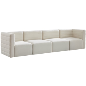Pemberly Row Modern Soft Cream Velvet Modular Sofa - 126&quotW x 31.5&quotD x 30.5&quotH