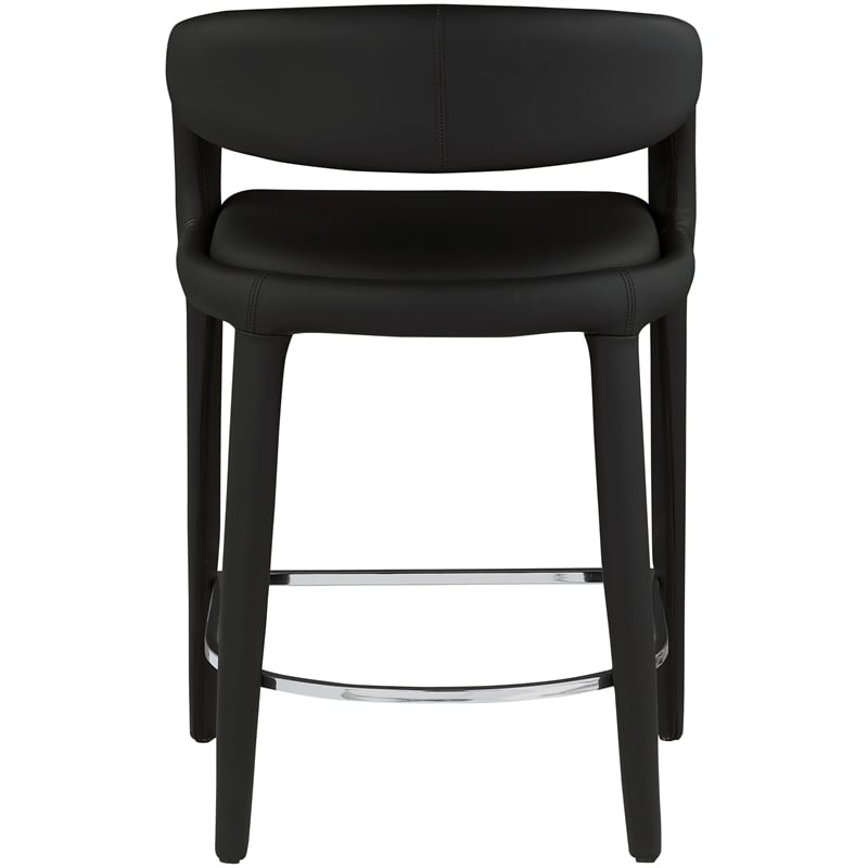 Pemberly Row Modern Soft Black Vegan Leather Stool - 23.5
