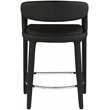 Pemberly Row Modern Soft Black Vegan Leather Stool - 23.5