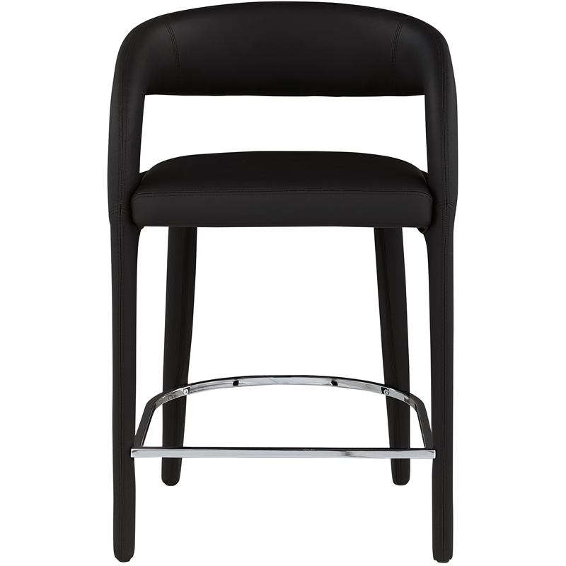 Pemberly Row Modern Soft Black Vegan Leather Stool - 23.5