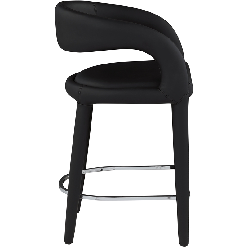 Pemberly Row Modern Soft Black Vegan Leather Stool - 23.5