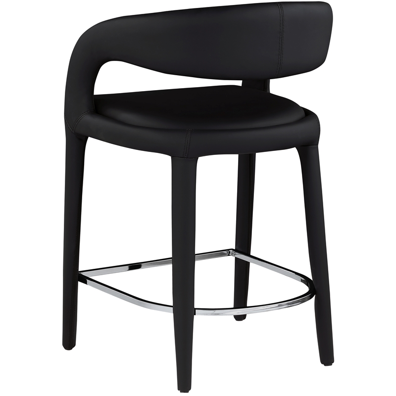Pemberly Row Modern Soft Black Vegan Leather Stool - 23.5