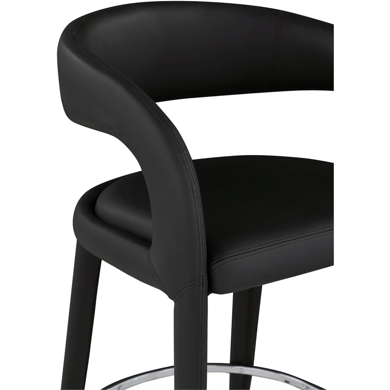 Pemberly Row Modern Soft Black Vegan Leather Stool - 23.5