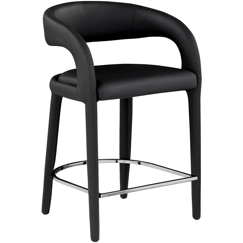 Pemberly Row Modern Soft Black Vegan Leather Stool - 23.5