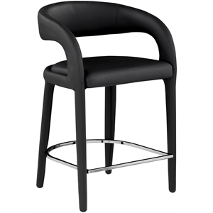 Pemberly Row Modern Soft Black Vegan Leather Stool - 23.5&quotW x 22&quotD x 37.5&quotH