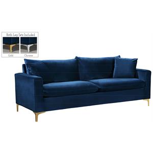 Pemberly Row Modern Upholstered Velvet Sofa in Navy - 81.5&quotW x 33.5&quotD x 33&quotH