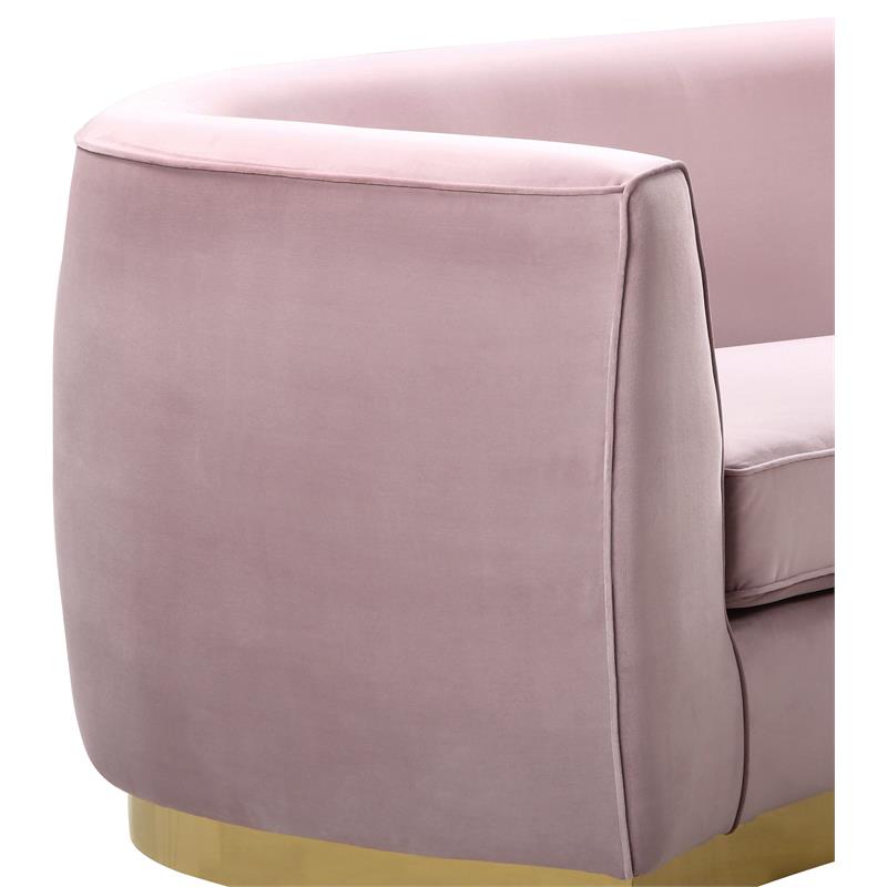Pemberly Row Contemporary Upholstered Velvet Sofa in Pink - 91.5