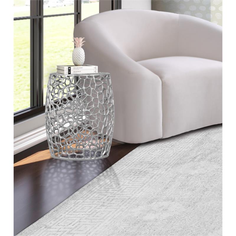 Pemberly Row Modern Solid Chrome Aluminum End Table - 17.5