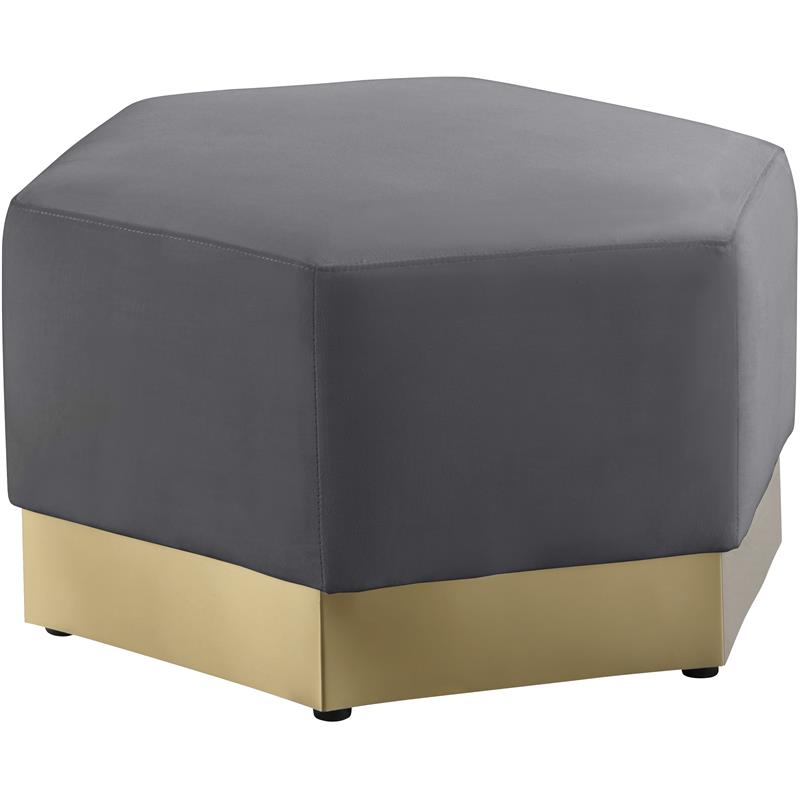 Pemberly Row Modern Upholstered Gray Velvet Ottoman - 26.75