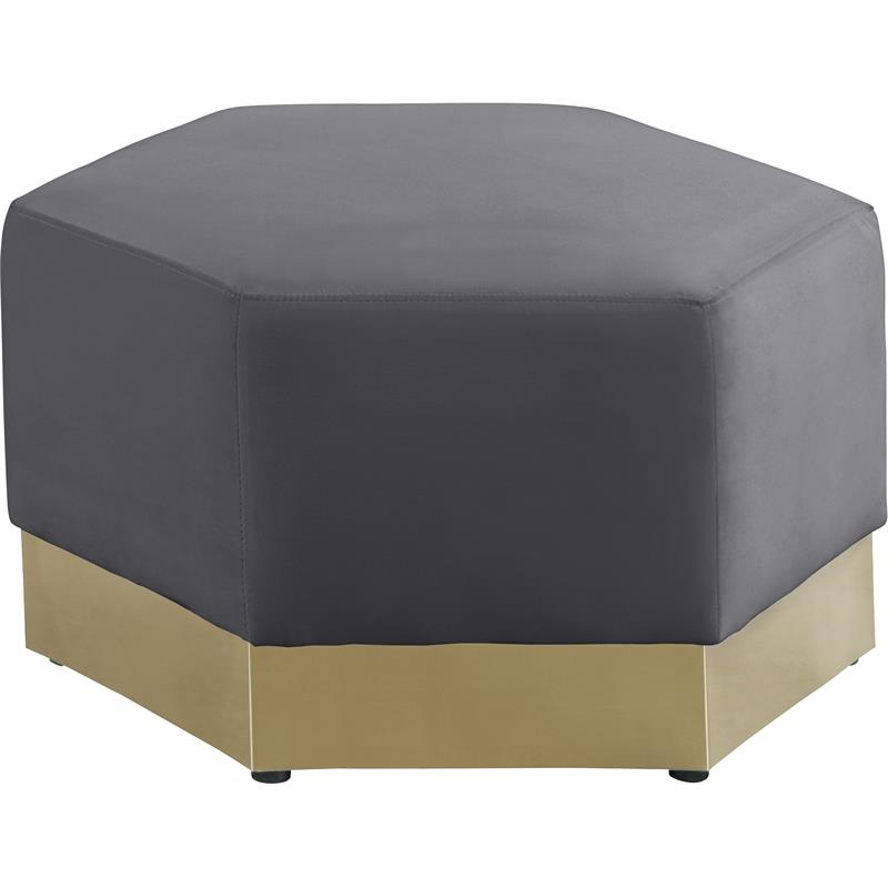 Pemberly Row Modern Upholstered Gray Velvet Ottoman - 26.75