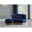 Pemberly Row Modern Upholstered Navy Velvet Ottoman - 26.75
