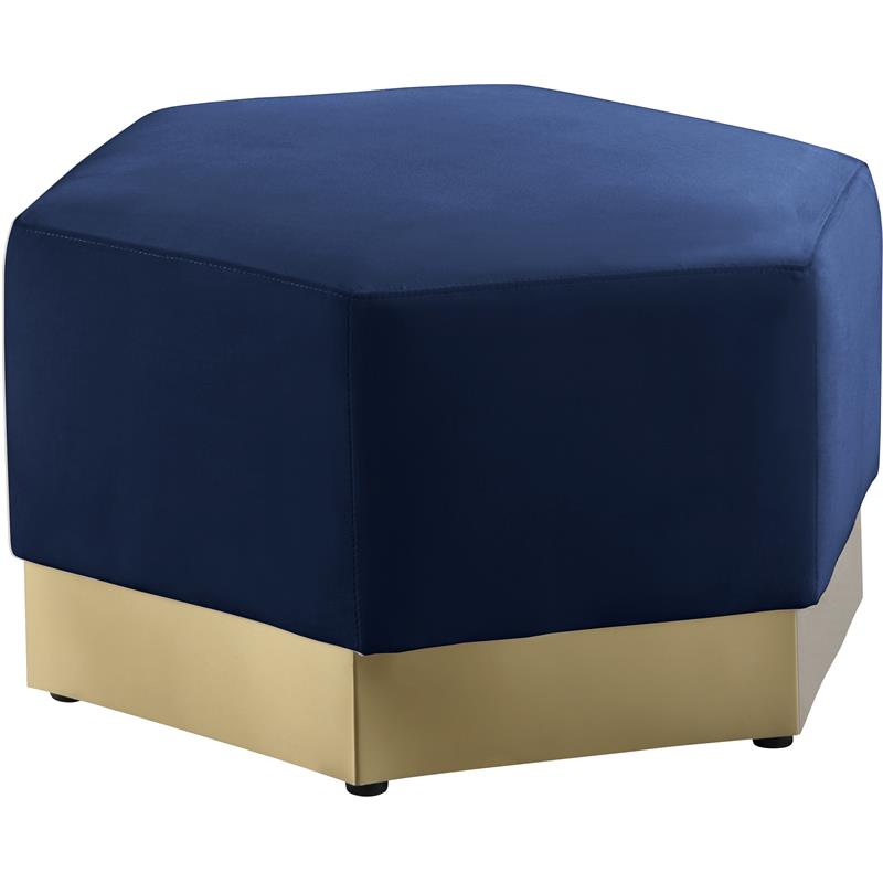 Pemberly Row Modern Upholstered Navy Velvet Ottoman - 26.75