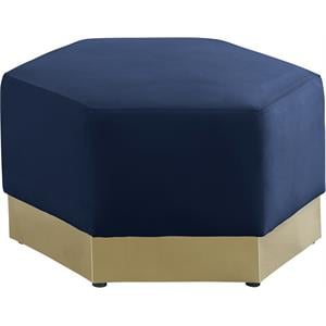 Pemberly Row Modern Upholstered Navy Velvet Ottoman - 26.75&quotW x 26.75&quotD x 17&quotH