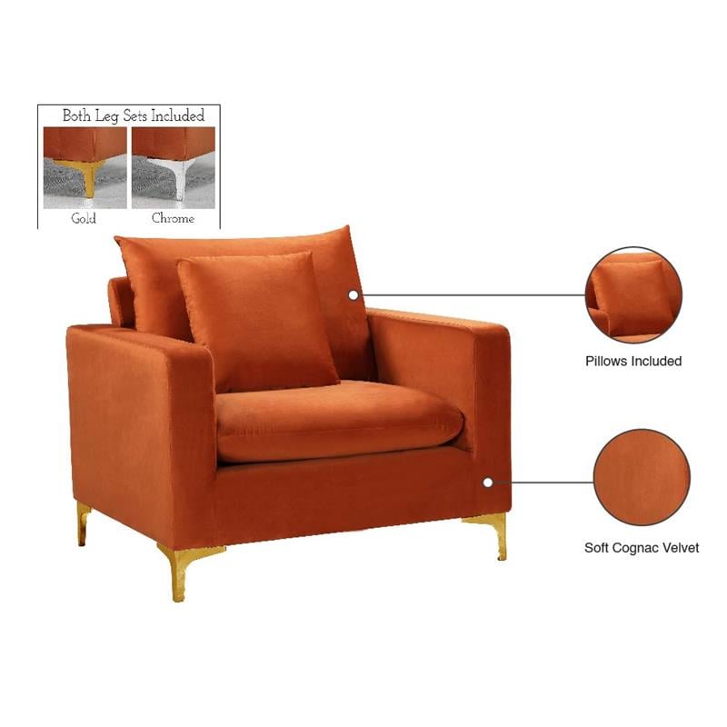 Pemberly Row Contemporary Upholstered Cognac Velvet Chair - 36