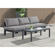 Pemberly Row Contemporary Gray Outdoor Patio Modular Sofa - 90