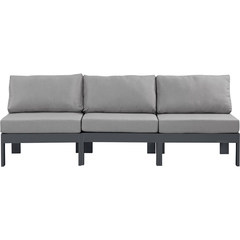 Pemberly Row Contemporary Gray Outdoor Patio Modular Sofa - 90