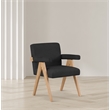 Pemberly Row Mid-Century Solid Wood Frame Black Boucle Fabric Accent Chair