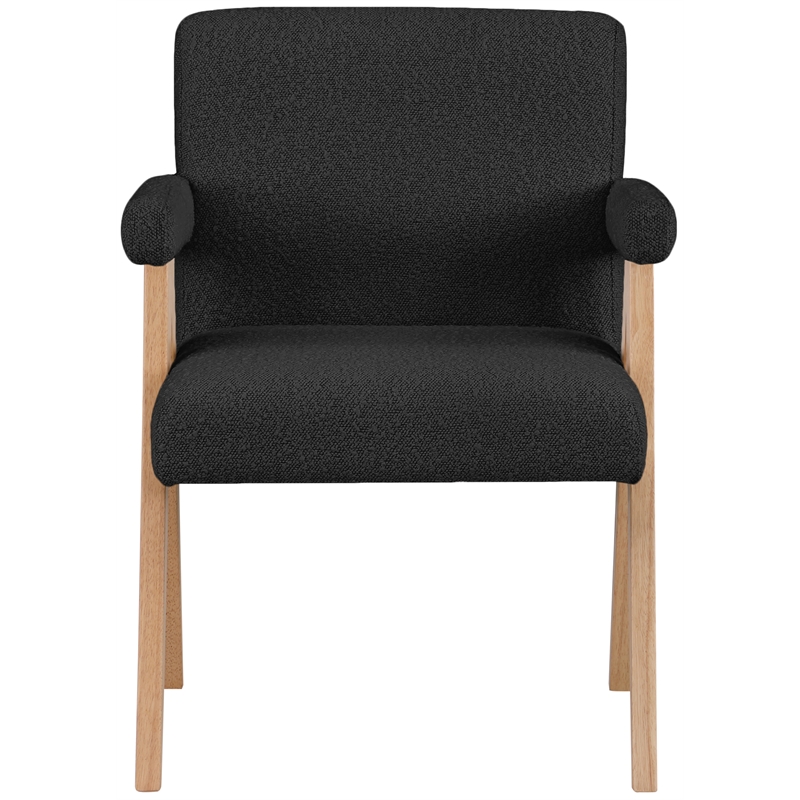 Pemberly Row Mid-Century Solid Wood Frame Black Boucle Fabric Accent Chair