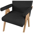 Pemberly Row Mid-Century Solid Wood Frame Black Boucle Fabric Accent Chair
