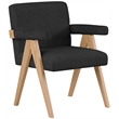 Pemberly Row Mid-Century Solid Wood Frame Black Boucle Fabric Accent Chair