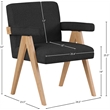 Pemberly Row Mid-Century Solid Wood Frame Black Boucle Fabric Accent Chair