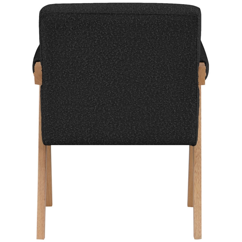 Pemberly Row Mid-Century Solid Wood Frame Black Boucle Fabric Accent Chair