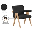 Pemberly Row Mid-Century Solid Wood Frame Black Boucle Fabric Accent Chair