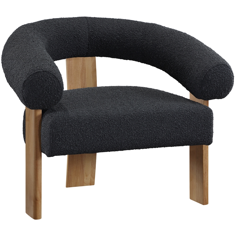Pemberly Row Mid-Century Black Boucle Fabric Accent Chair - 35.5