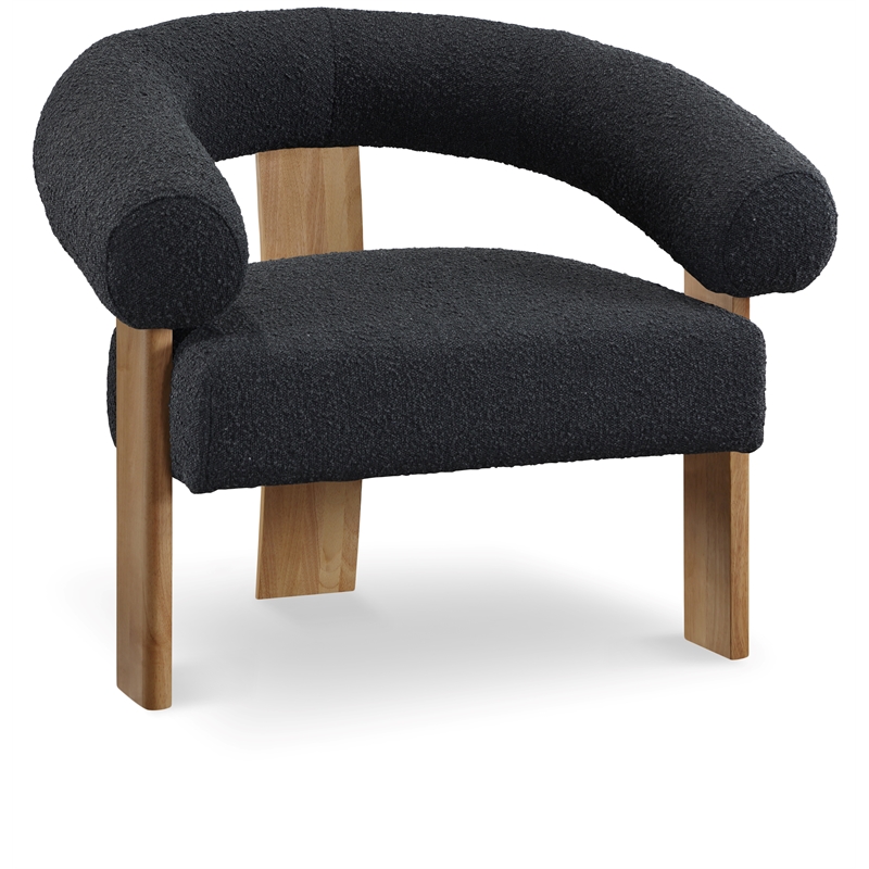 Pemberly Row Mid-Century Black Boucle Fabric Accent Chair - 35.5
